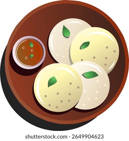 Cozinha indiana ou delicioso prato de improvisado sambar plana ilustração design clipart

