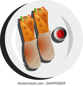 Cozinha indiana prato deliciosos rolos liso ilustração design