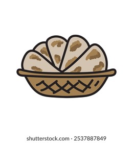 Indian Food Doodle Illustration - Naan