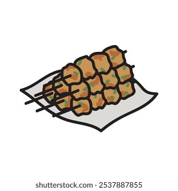 Indian Food Doodle Illustration - Tandoori Chicken Kebab