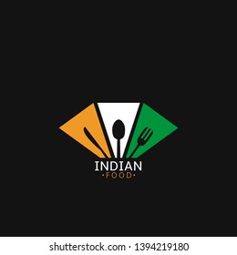 Indian food icon. Indian flag symbol Spoon fork and knife icons