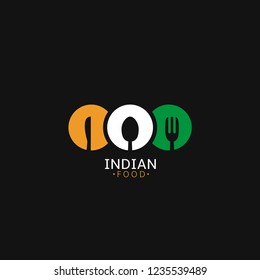 Indian Food Logo Icon Template.Spoon,knife And Fork Icon Vector Illustration