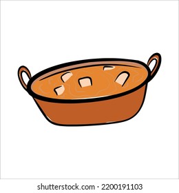 Indian Food. Masala. Curry. Paneer.delicious Dish With Spices. Cartoon Illustration