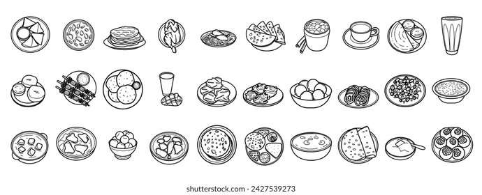 Indian Food Outline Illustration Vector Set