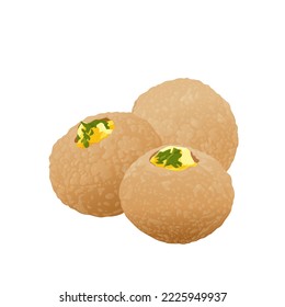 Indian food Pani puri on white background .Vector eps 10., perfect for wallpaper or design elements