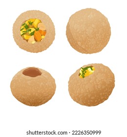 Indian food Pani puri on white background .Vector eps 10., perfect for wallpaper or design elements