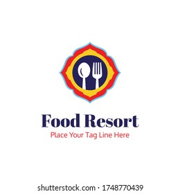 Indian Food Resort logo, restaurant logo,  Food Resort logo, Indian Restaurant logo, spoon and fork. 