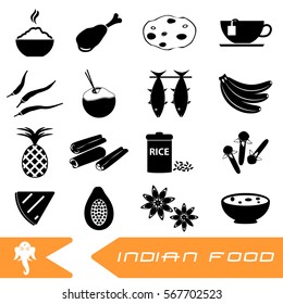 indian food theme set of simple icons red seamless pattern eps10