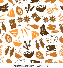 indian food theme set of simple icons seamless pattern eps10