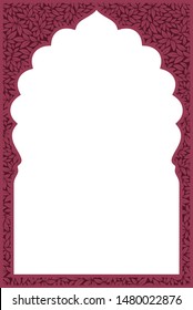 Indian frame with leaves texture on white background - Vector