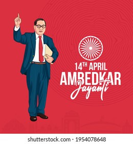 Indian freedom fighter dr ambedkar jayanti banner on red background. Vector graphic illustration.