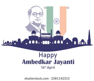 Indian freedom fighter Dr. Babasaheb Bhimrao Ambedkar Jayanti 14 April, Ambedkar Vector, and Typography.