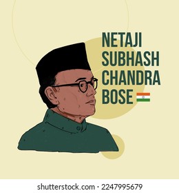 Indian freedom fighter Netaji Subhash Chandra Bose vector Art