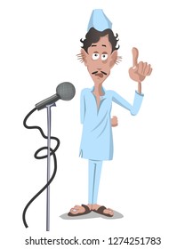 indian funny politician character speech in uniform vector