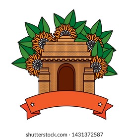 indian gate arch monument with carnations