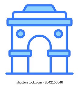 Indian gate blue outline icon, isolated vector design