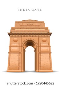 Indian Gate in Delhi isolated on white. war memorial design. vector illustration	
