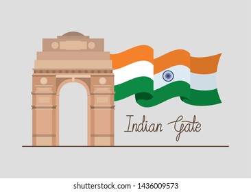 indian gate temple with flag