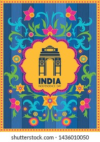 indian gate temple with floral background