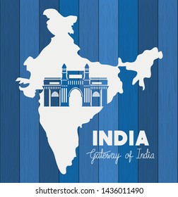 indian gate temple with map background