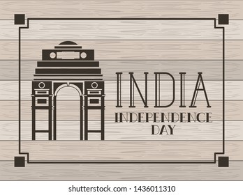 indian gate temple with wooden background