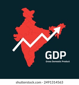 Indian GDP (gross domestic product) Growth concept_ India map with arrow. vector illustration