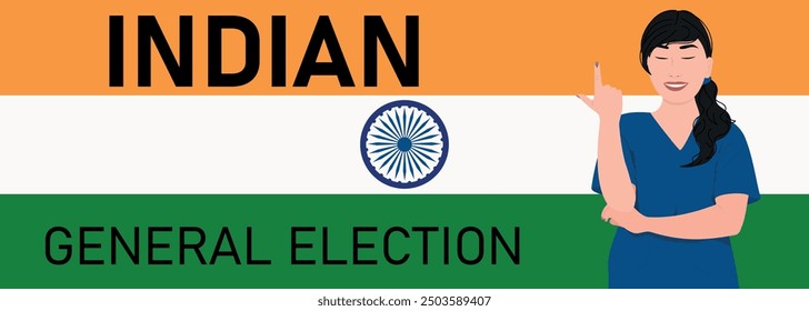 Indian General Election 2024 banner. Vector illustration for website header background. 
