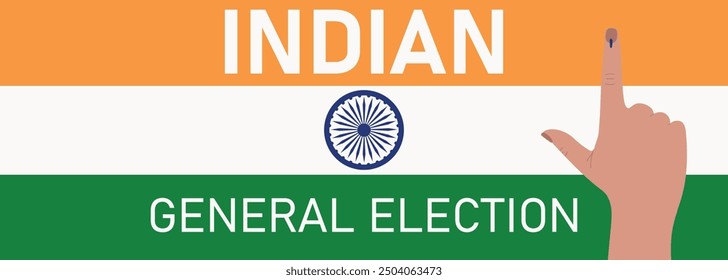 Indian General Election 2024. Holiday banner for website header background. Vector illustration with Indian vote sign.