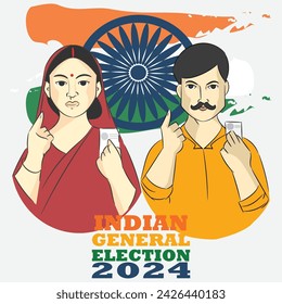 Indian General Election 2024 vector illustration. 