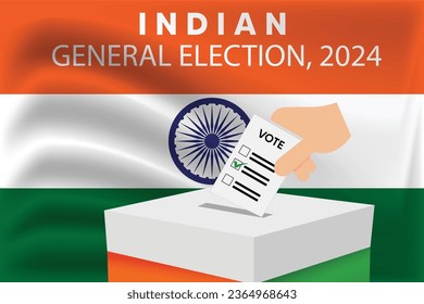 Indian general election, 2024 voting with Indian flag background vector illustration