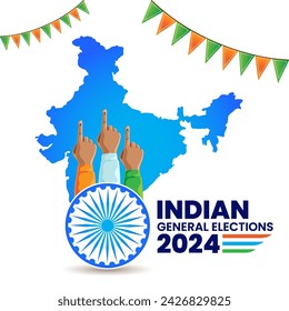 Indian general election concept with inked finger and Indian map illustration vector