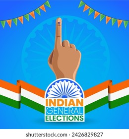 Indian general election concept with inked finger and Indian flag illustration vector