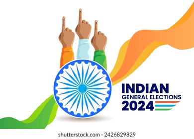 Indian general election concept with inked finger and Indian flag illustration vector