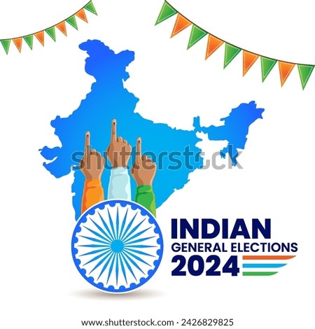 Indian general election concept with inked finger and Indian map illustration vector