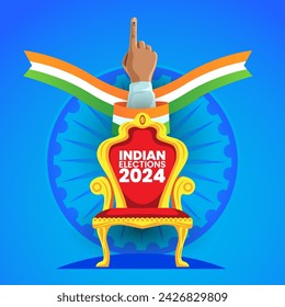 Indian General Election with Fight for Prime Minister Chair Concept Vector Illustration