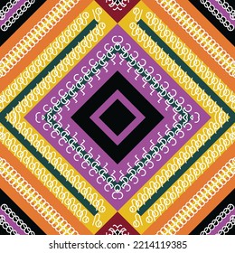 Indian Geometric Circular seamless kilim ikat pattern with Motif texture