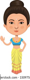 Indian Girl with Belly Dance Outfit Cartoon Character Illustration