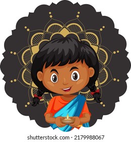 Indian girl cartoon character illustration