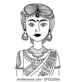 Indian girl doodle portrait