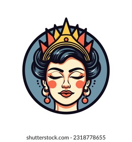 Indian girl hand drawn logo design illustration Expressive, vibrant, cultural artwork celebrating the strength and beauty of Chicano heritage. Unique, captivating, and meaningful