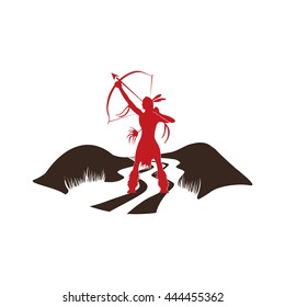 Indian Girl Hunter Logo. Vector graphic design