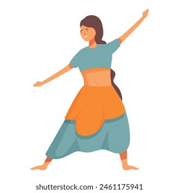 Indian girl pose icon cartoon vector. Culture lady. Costume show beauty