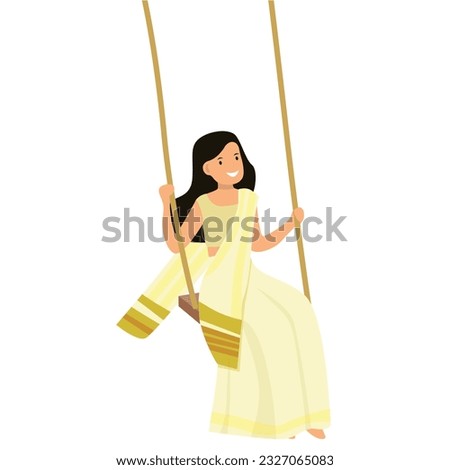 indian girl swing on tree in half saree ceremony