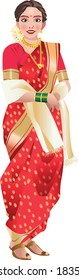 Indian girl in traditional wear. Maharashtrian Nauvari saree or 9-yard saree