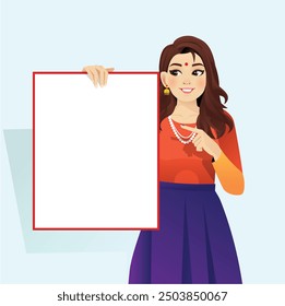 Indian Girl wearing Indian dress in different offer, whiteboard Vector