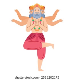 indian god brahma character isolated
