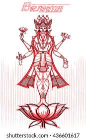 Indian God Brahma in sketchy look. Vector illustration