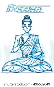 Indian God Buddha in sketchy look. Vector illustration