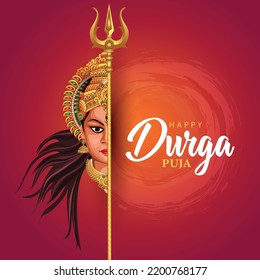 indian God durga Face in Happy Durga Puja Subh Navratri background. vector illustration design