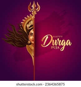 indian God durga Face in Happy Durga Puja Subh Navratri background. vector illustration design